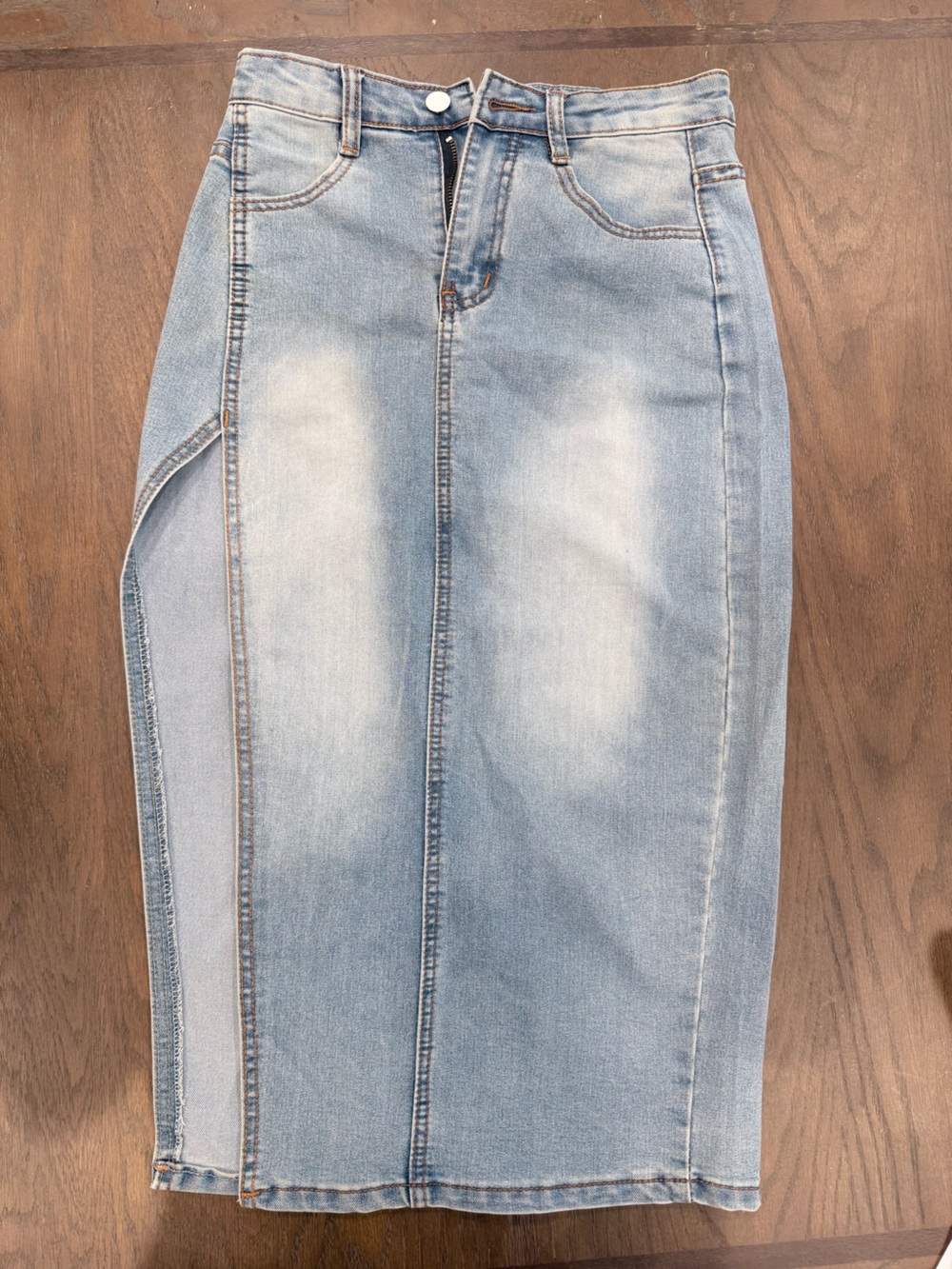 Women's Light Blue Denim Split Skirt Jeans